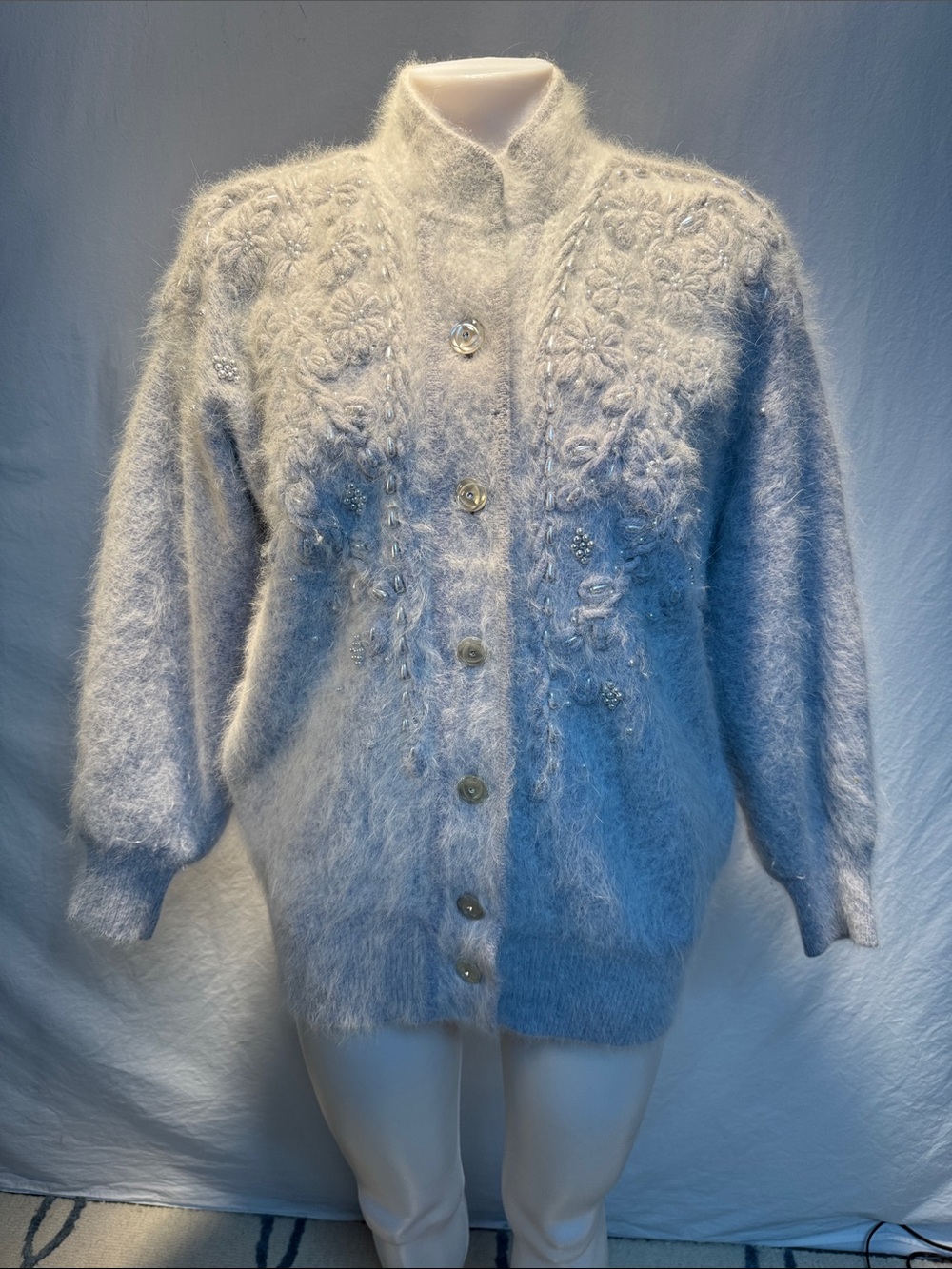 Angora Women  Long Sleeve Open Front Cardigan Sweater